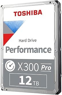 Toshiba X300 PRO 12TB High Workload Performance for Creative Professionals 3.5-Inch Internal Hard Drive – Up to 300 TB/Year Workload Rate CMR SATA 6 GB/s 7200 RPM 512 MB Cache - HDWR51CXZSTB