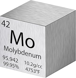 Shimeyao Tungsten Cube Metal Density Cubes Pure Metal High Density Element Cube for Element Collections Lab Experiment Material Hobbies Heavy Small Objects Experience (Molybdenum, 1 Inch)