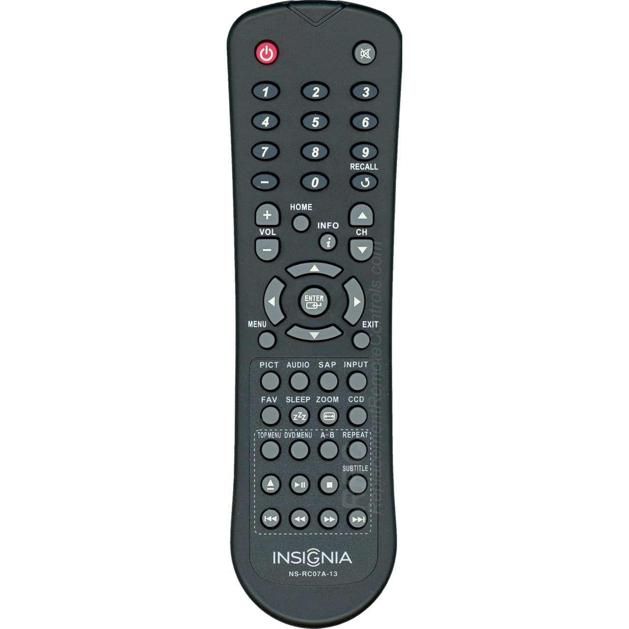 Original Insignia NS-RC07A-13 TV/ DVD Combo Remote Control for Models NS-19LD120A13, NS-19LD120A13A