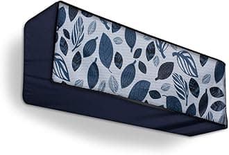 Split AC Cover Indoor Unit for 2 Ton Capacity AC, All Weather Cover/Attractive Digital Prints/Dustproof/Water Resistant AC Cover (Blue Grey Leaf)