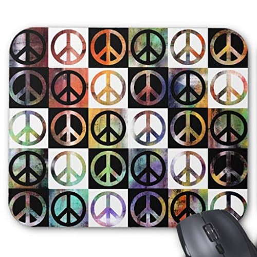 Pentys Peace Sign Mosaic Rectangle Non-slip Rubber Mouse Pad 9"x 7"