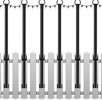 6 Pack String Light Poles,5 Ft Light Poles for Outside String Lights,Outdoor Lights Pole with Fork,Metal Poles Stand for Patio Deck Backyard (5FT 6 Pack)