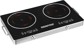 Geepas Double Burner Infrared Cooker, 99mins Timer, GIC6131 | LED Display | 9 Temperature Settings | Child Lock | Ceramic Heating Element