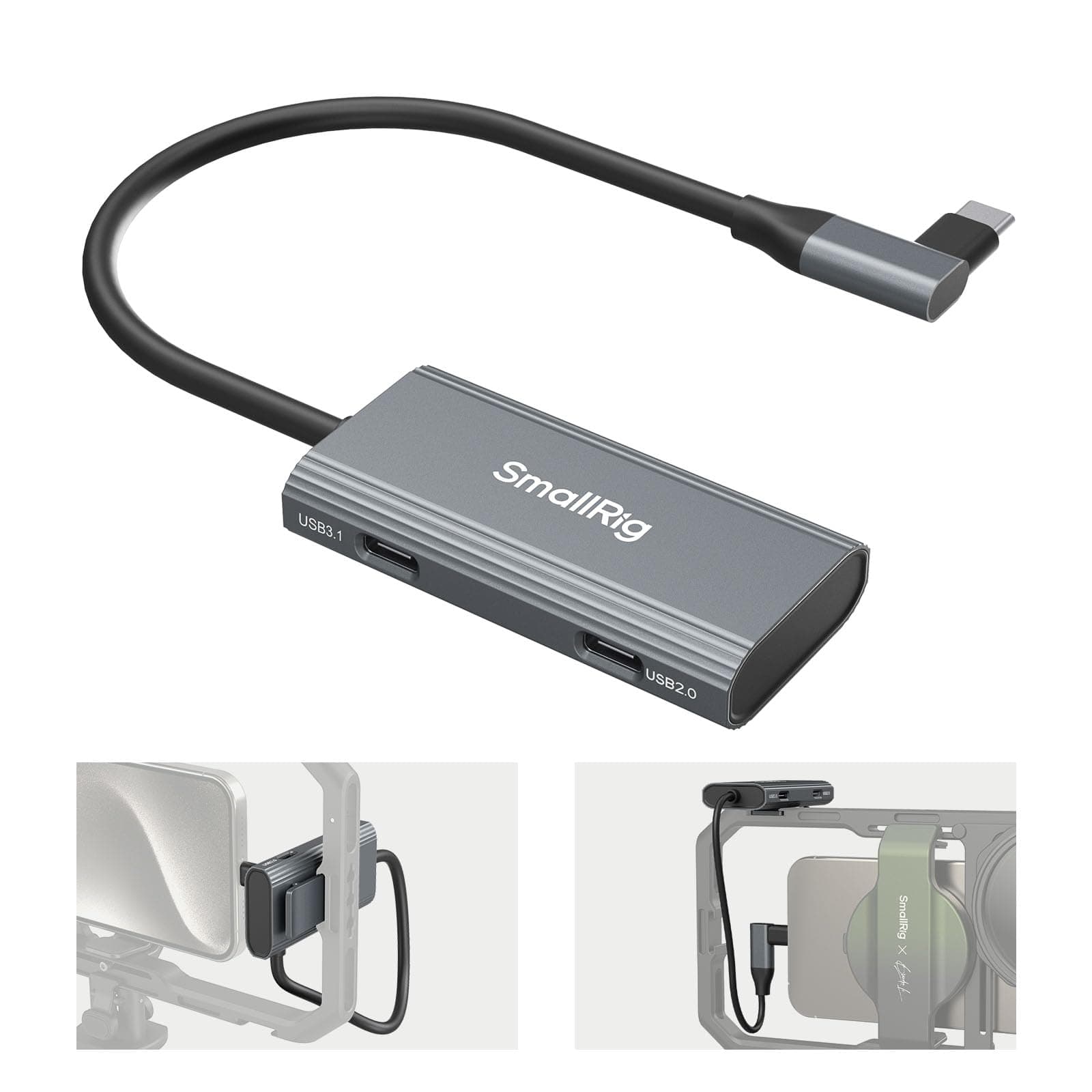 SmallRig 4-in-1 USB-C Hub with Cold Shoe Mount Type C Multiport Hub with PD 100W / USB-C 3.1 / USB-C 2.0 Audio Adapter x 2 for Mobile Shooting ProRes Video at 4K 60fps - 4598