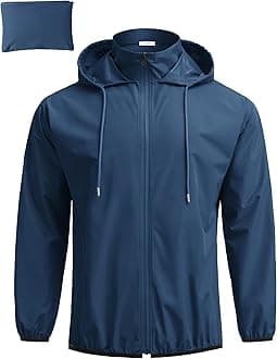 COOFANDY Men's Light Rain Jacket with Hood Packable Waterproof Raincoat Golf Rain Gear Travel Hiking Windbreaker