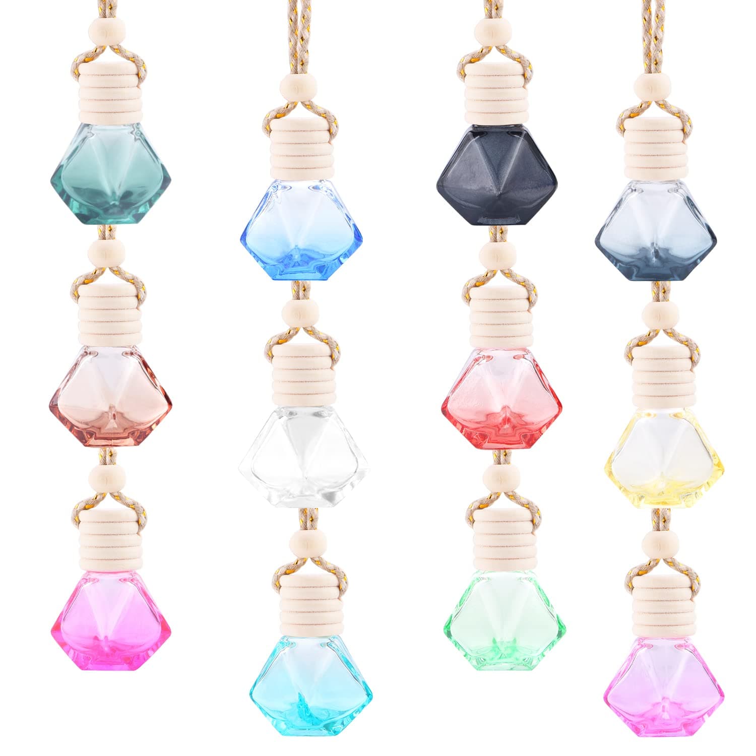 12 Colors Car Hanging Air Freshener Diffuser Bottle Empty Perfume Pendant Aromatherapy Fragrance Essential Oil Diffuser Bottle Auto Ornaments Decor