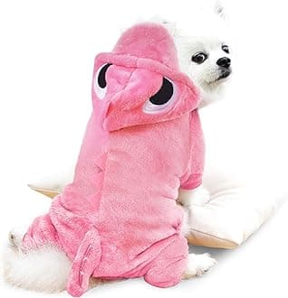 Idepet Dinosaur Dog Costume Clothes for Small Dogs Pet Halloween Costume Puppy Clothing Cats Outfits Funny Apperal(Pink,L)