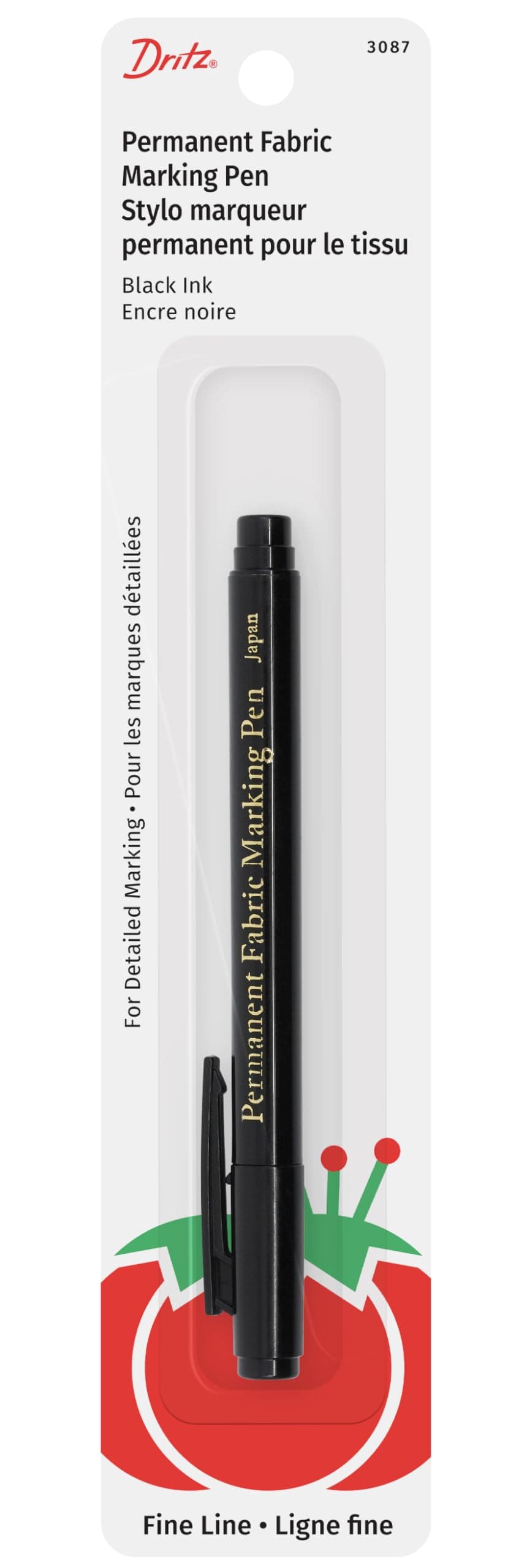3087 The Fine Line Permanent Fabric Marker, Black, 8.5 x 2.88 x 0.38