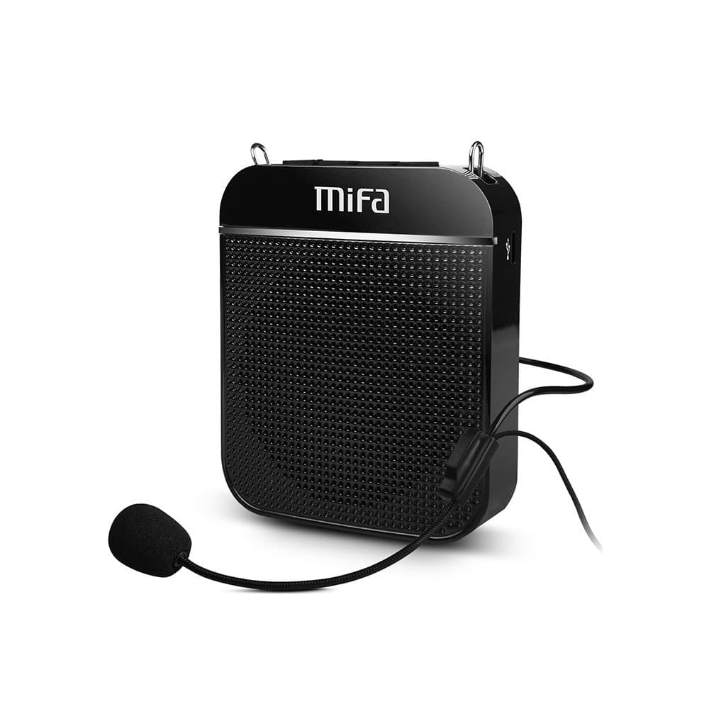 MIFA Small Voice Amplifier Portable Microphone Speaker 10 W with Black Waistband, Micro SD Card Slot for Teachers, Coaches, Tour Guides, Presentations, Costumes, Black