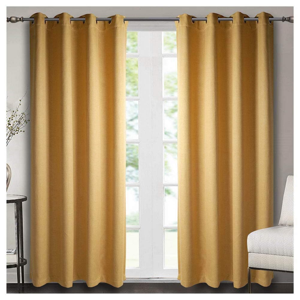 Singinglory Ochre Curtains Blackout 2 Panels with 2 Tiebacks