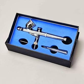 Dual Action Gravity Feed Airbrush Gun Airbrushes 0.3mm Spray Art Paint Kit Tattoo Nail Tool 7CC Gravity Feed Cup and 0.3mm Nozzle Spray Gun Cake Decorating Brushes-Silver…