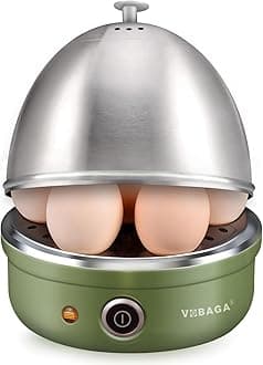 VOBAGA Electric Egg Cooker, Rapid Egg Boiler with Auto Shut Off for Soft, Medium, Hard Boiled, Poached, Steamed Eggs, Vegetables and Dumplings, Stainless Steel Tray with 7-Egg Capacity (Green)