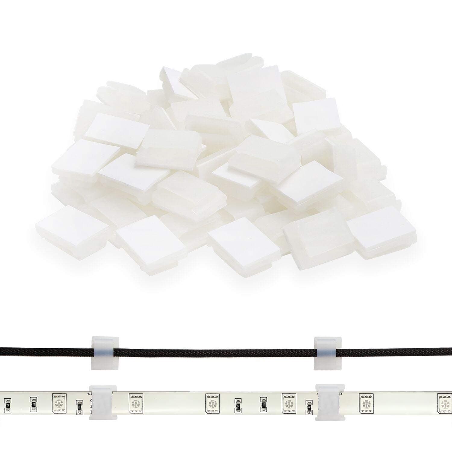 ProPOW Strip Light Mounting Bracket Clip, Cable Holder Clip for 5050 3528 5630 2835 3014 LED Strip Lights(White 60pcs)