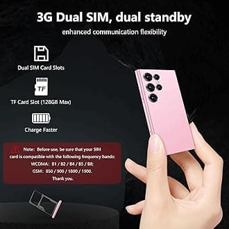 Mini Smartphone Upgraded 4.0'' HD Touch Screen Mini Phone for Kids Unlocked World's Smallest 2000mAh Battery Dual SIM Little Mobile Phone with Face ID Pocket Child Cellphone 2GB+16GB Black