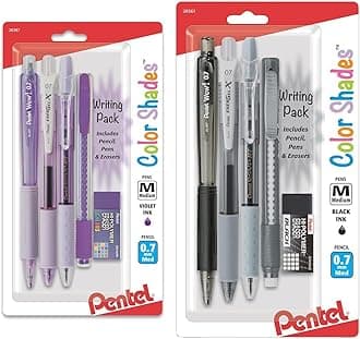Pentel Color Shades Writing Pack - Pastel Violet (BLBKALZBPV) & Color Shades Writing Pack - Black (BLBKALZBPA)