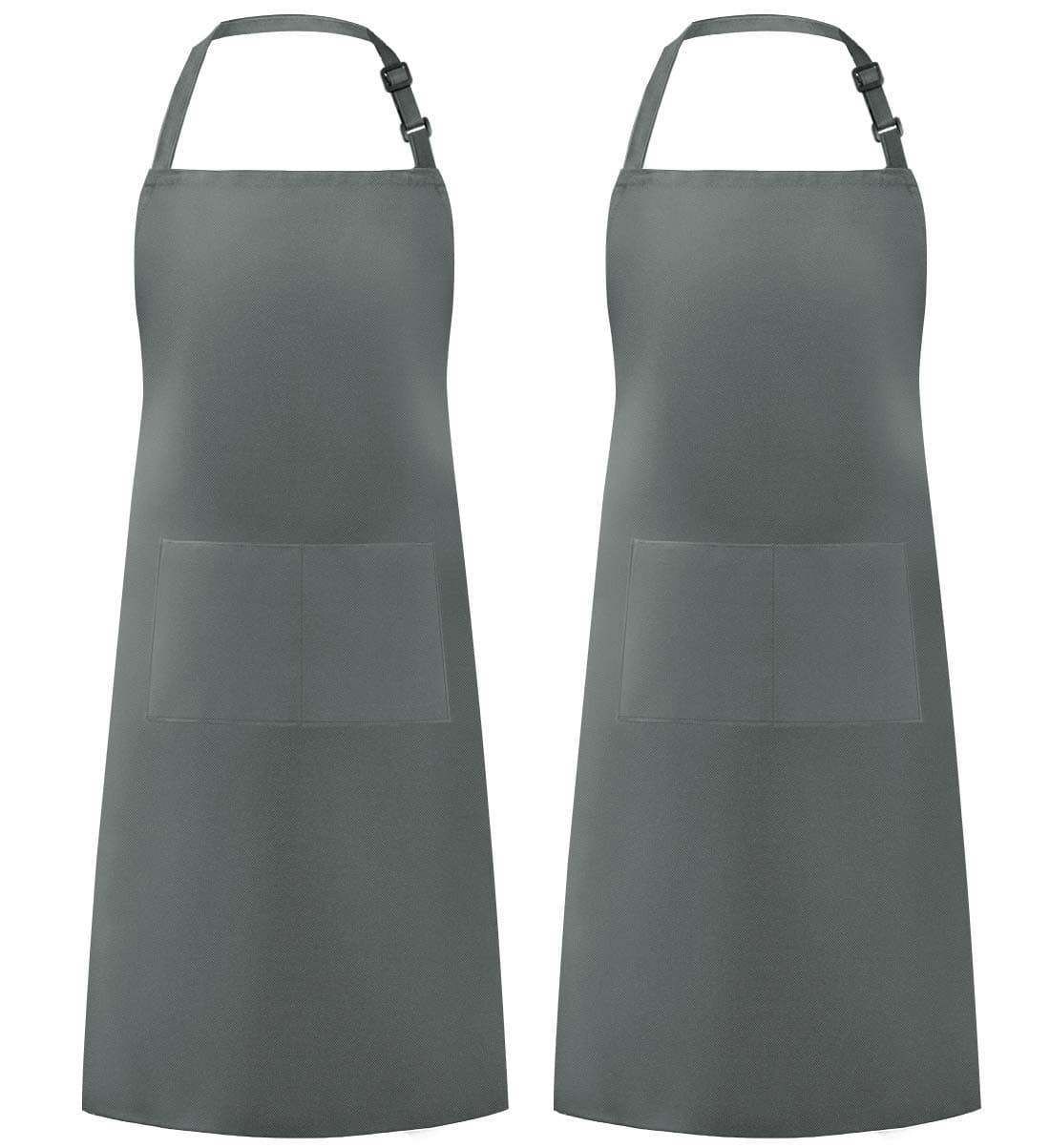 Syntus Adjustable Bib Apron with 2 Pockets Cooking Kitchen Aprons for Women Men Chef, Grey Dark, 26.8 × 33.1 inch