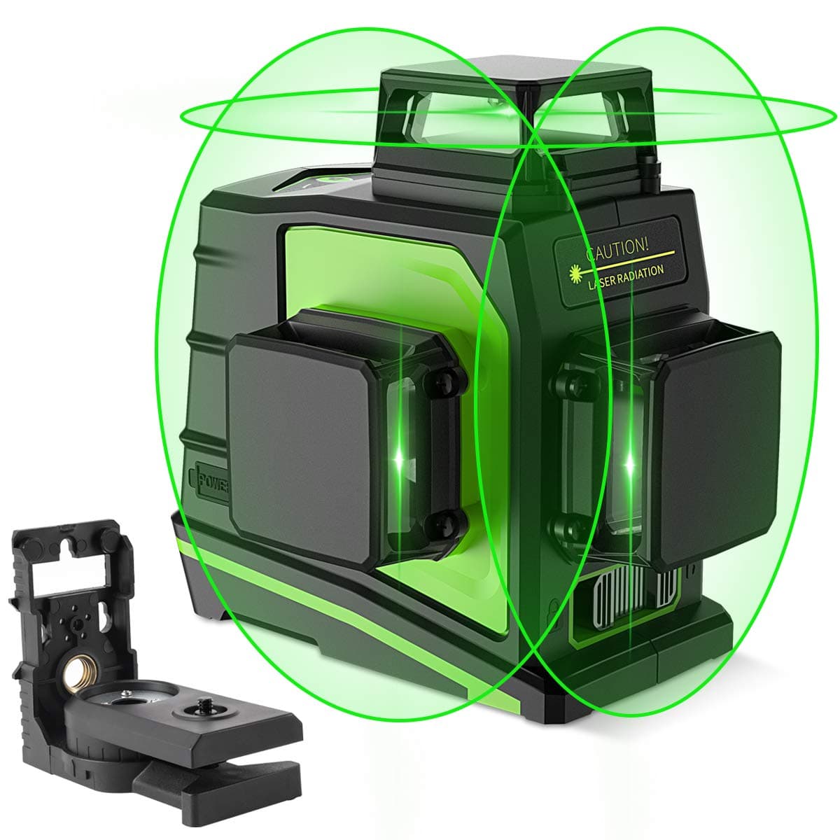Huepar 3D Green Beam Self-Leveling Laser Level 3 x 360 Cross Line Three-Plane Leveling and Alignment Tool -Two 360 Vertical and One 360 Horizontal Line -Magnetic Pivoting Base GF360G