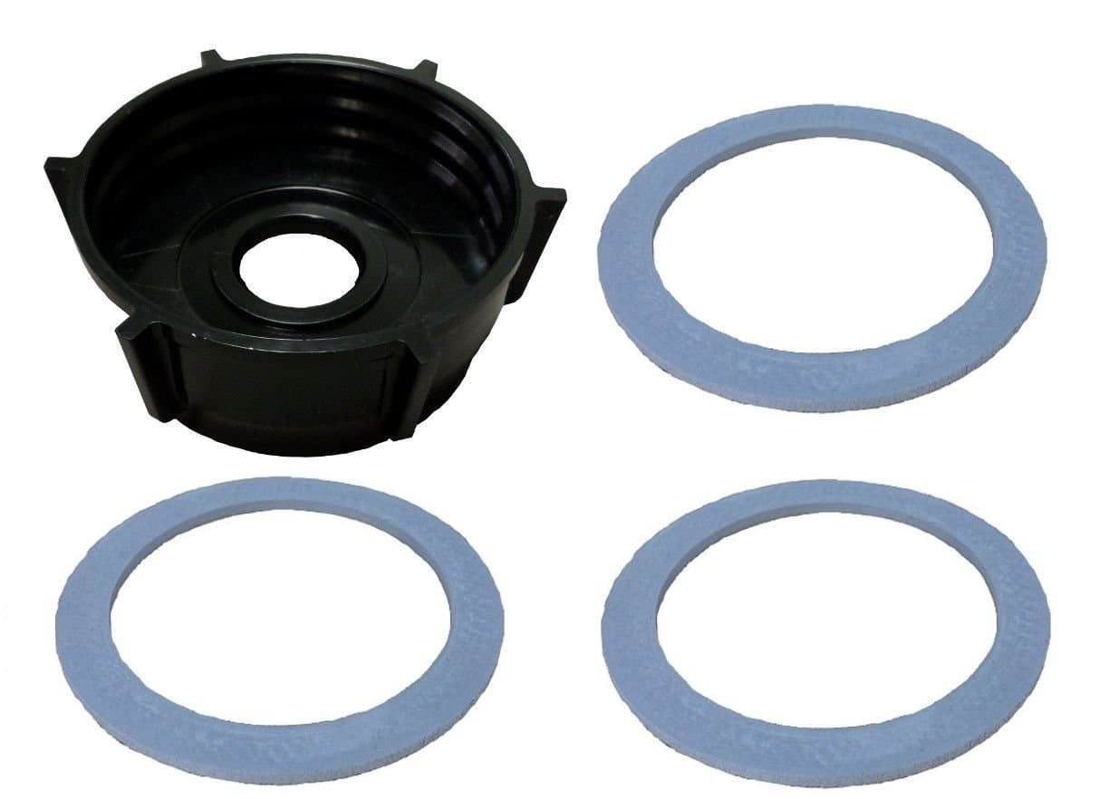 Oster Blender Bottom Jar Base Cap & (3) Gasket Seal Rubber Rings"