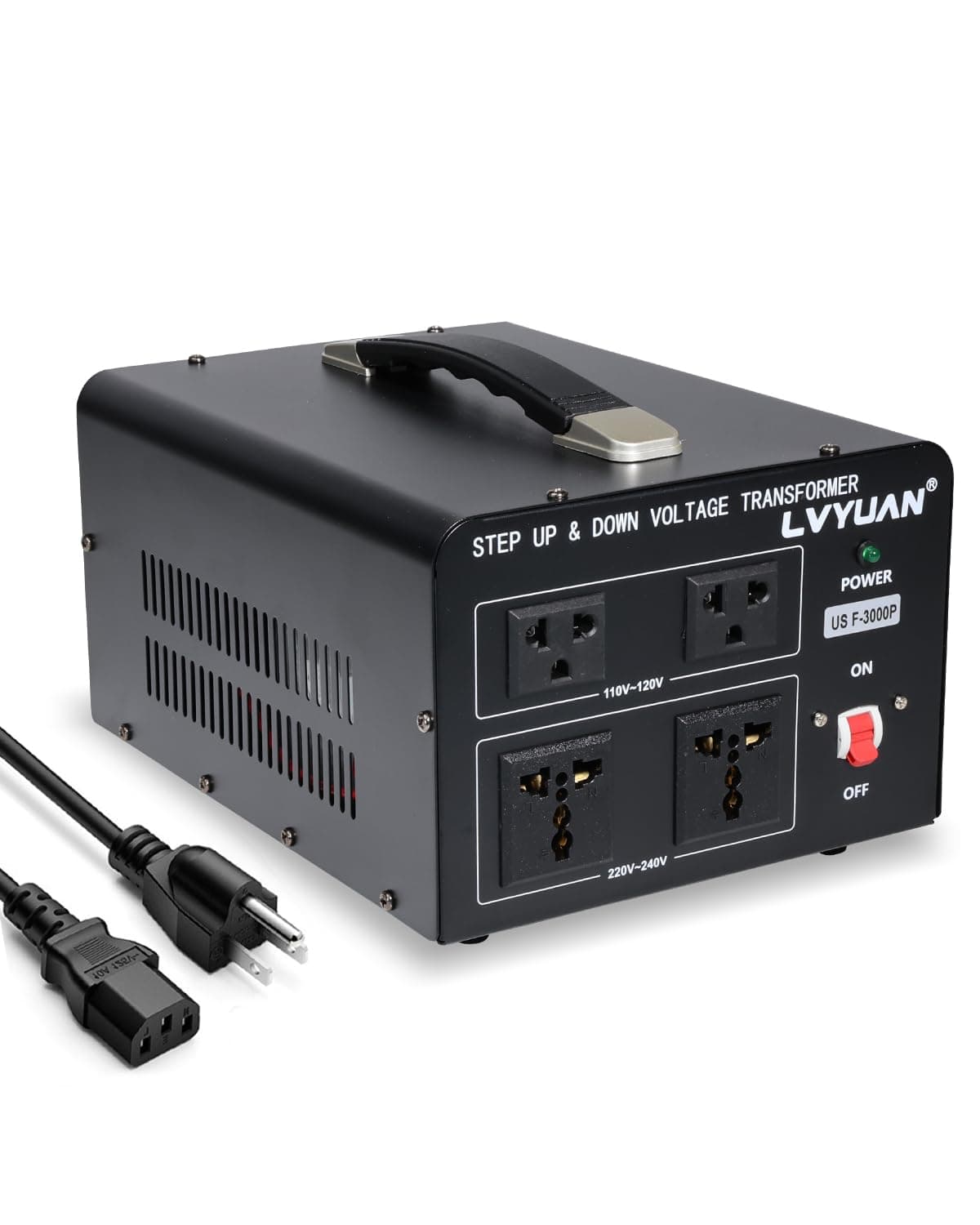 LVYUAN Voltage Transformer Converter 3000 Watt Step Up/Down Convert from 110-120 Volt to 220-240 Volt and from 220-240 Volt to 110-120 Volt with 2 US outlets, 2 Universal outlets, Circuit Breaker