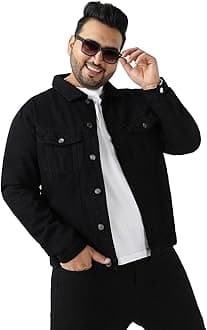 Urbano PlusMen's Regular Fit Washed Full Sleeve Denim Jacket, Blue, 50