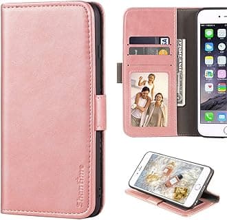 Stylish Leather Wallet Case Compatible with LG Wing 5G, Magnetic Shockproof Flip Cover with Card Holders, Photo Frame and Kickstand(Rose Gold)