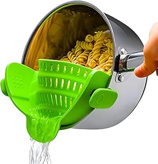 Kitchen Gizmo Snap N Strain Pot Strainer and Pasta - Adjustable Silicone Clip On for Pots, Pans, Bowls Lime Green