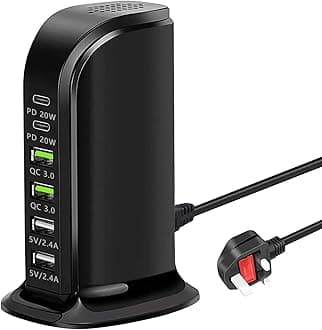 Anker 65W 6-Port USB Charging Station - Desktop Charger Hub for iPhone 12/13/14/15, Samsung S23/S22, Tablet