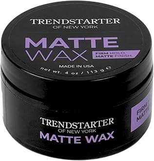 TRENDSTARTER - MATTE WAX (4oz) - Firm Hold - Matte Finish - Premium Water Based All-Day Hold Hair Styling Pomade – Flake-Free Styling Wax for All Hair Types