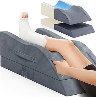 Leg Elevation Pillows, Wedge Pillow for After Surgery, Memory Foam Leg Support Adjustable, Comfort Care for Back Knee Hip Ankles Pain, Knee Pillow for Sleeping Blood Circulation Grey