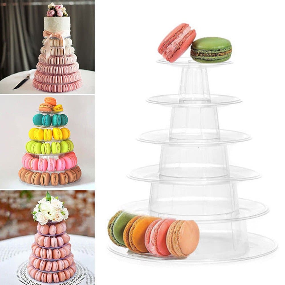 6 Tier Round Macaron Tower Cupcake Stand ，Clear Acrylic Display Holder Dessert Food Display Stand Pastry Serving Platter for Birthday Wedding Party Serving