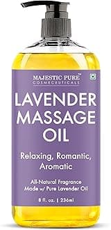MAJESTIC PURE Lavender Massage Oil For Men and Women - Great For Calming, Soothing and to Relax - Blend of Natural Oils For Therapeutic Massaging and Aromatherapy - 8 fl oz.
