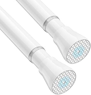 Shower Curtain Rod Spring Tension Rod 30 to 64 Inches 2PCS, Spring Tension Curtain Rod White Expandable for Window Wardrobe Doorway Kitchen
