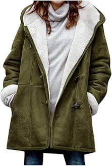 SHAOBGE Womens Plus Size Winter Coats Warm Sherpa Fleece Lined Jackets Hooded Parka Faux Suede Pea Coat Outerwear 2024