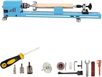 Mini Wood Lathe Machine Multi-Purpose Upgraded And Lengthened Processing Diameter 11inch Support Turning Cutting Sanding Polishing Wood, Professional Customized Tool Accessories