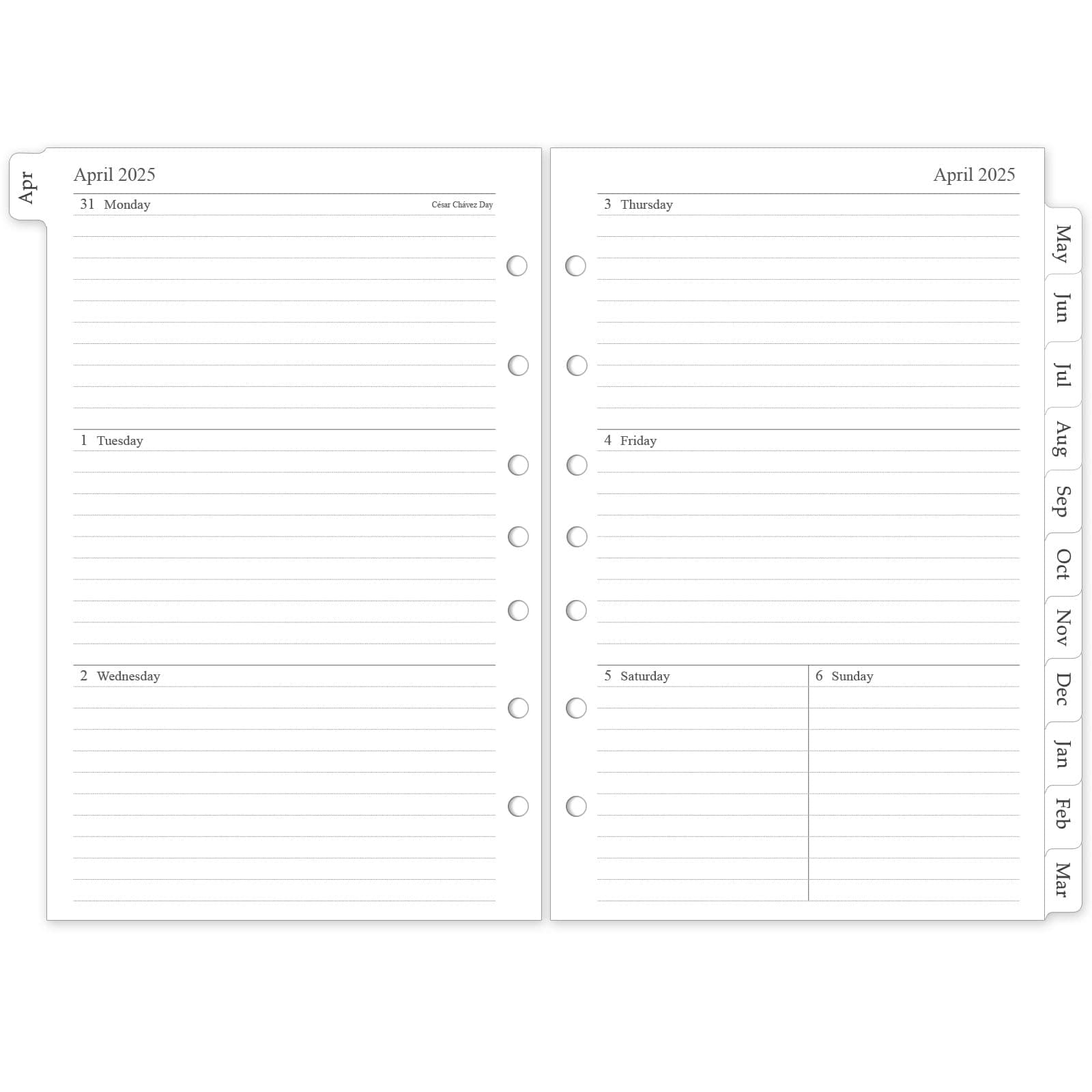 2025-2026 Weekly & Monthly Planner Refill, Planner Inserts with Monthly Tabs, Size 4, 5.5"x8.5", July 2025 - June 2026, 7-Hole Punched