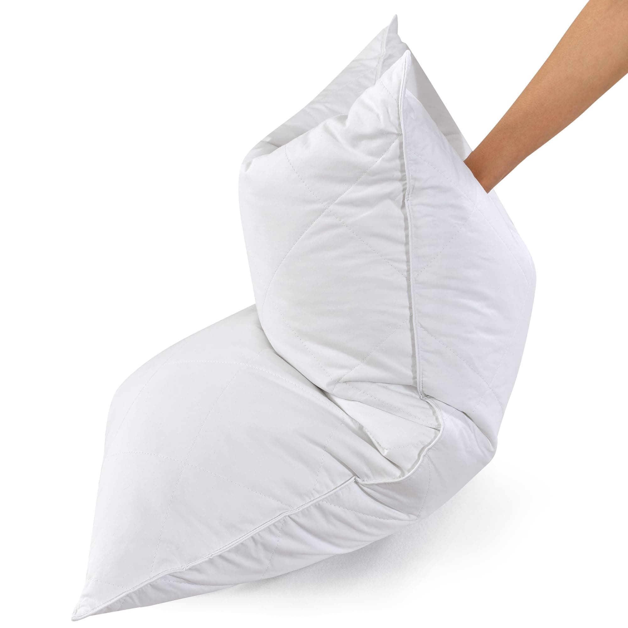 Three Geese Set of 2 White Goose Feather Bed Pillows - 600 Thread Count Egyptian Cotton, Medium Firm,Soft Support Queen Size,White Solid (Queen Size:2 Pillows)…