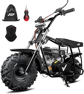 FRP GMB100 Performance 99CC 4-Stroke Mini Dirt Bike - Upgraded Hydraulic Brakes & Front Suspension Fork, 28MPH Off-Road Mini Bike with LED Headlight, Anti-Slip Seat, Supports 220LBS (Black)