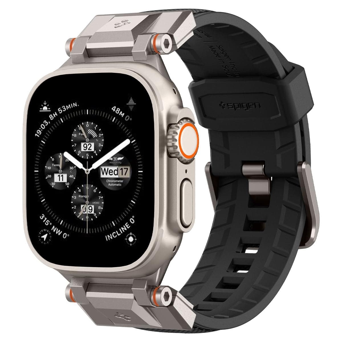 Spigen DuraPro Armor Durable Metal Connector Strap Designed for Apple Watch Band Compatible with Ultra 2/1 49mm, Series 10 46mm, 9/8/7 45mm, SE2/SE/6/5/4 44mm, 3/2/1 42mm