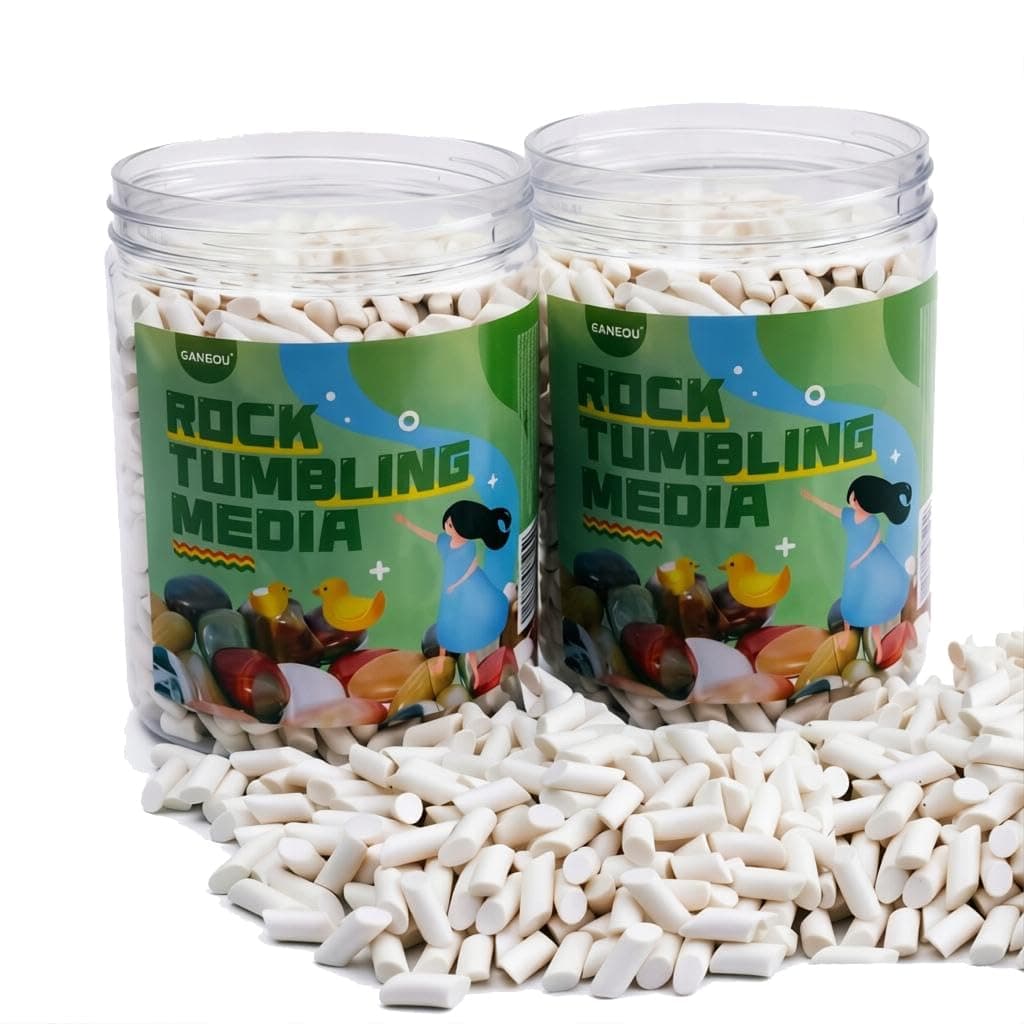 4lb White Ceramic Tumbling Media, 3/16” x 3/8” Cylinders, Non-Abrasive, Compatible with Glass, Metal, Stone, Plastic, Wood, Composite