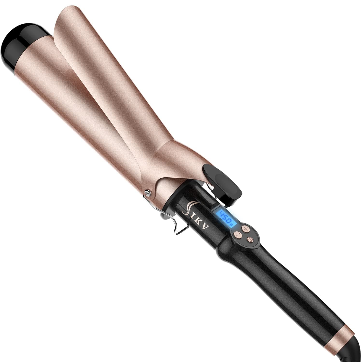 IKV 2 Inch Extra Long Barrel Curling Iron for Long Hair, Large Barrel Curling Wand Ceramic Tourmaline Dual Voltage