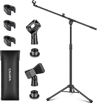 CAHAYA Upgraded Tripod Boom Sheet Microphone Stand Universal Metal Mic Stand with Carrying Bag, for Performance Singing Speech Wedding Stage and Outdoor CY0311