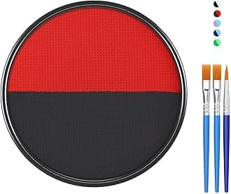 Black Red Face Body Paint Makeup Foundation 30 g, Water Activated Cream to Powder Face Body Paint Makeup for Halloween Costume Cosplay Theater Stage Dress-Up Makeup, Matte Finish, Non Toxic