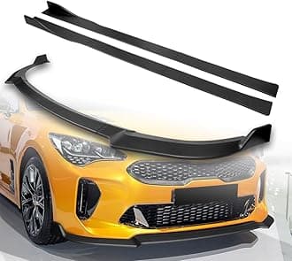 9pcs Combo Front Bumper Body Kit Lip + Side Skirt Extensions Diffuser Compatible with 2018-2023 Kia Stinger 2019 2020 2021 2022 (Unpainted Black)