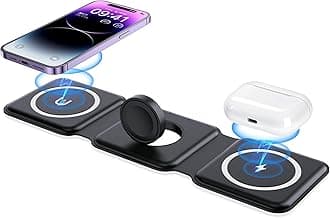 IMPUVERS Wireless Charger 3 in 1, Magnetic Foldable Wireless Charging Station for iPhone 13/12/11 Pro Max/X/Xs Max/8/8 Plus, AirPods 3/2/pro, iWatch Series 7/6/5/SE/4/3/2, and Samsung Phones(Black)