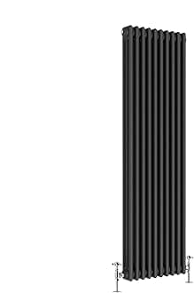 Warmehaus - Traditional Cast Iron Style Anthracite Triple Column Vertical Radiator 1800 x 470mm - Perfect for Bathrooms, Kitchen, Living Room