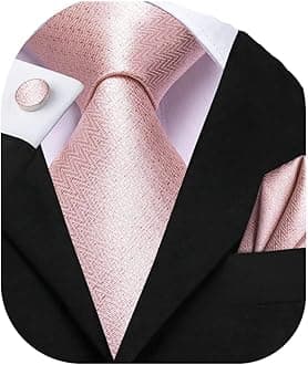 Dubulle Mens Paisley Floral Silk Tie for Men Striped Necktie and Pocket Square Cufflinks Set Wedding Business