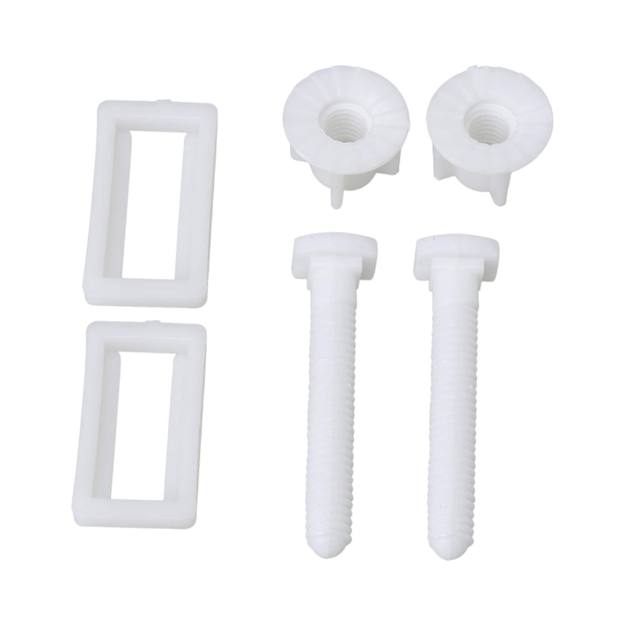 MxfansA Set Rectangular Shaped Toilet Seat Hinge Bolts Nuts Repair Tool White
