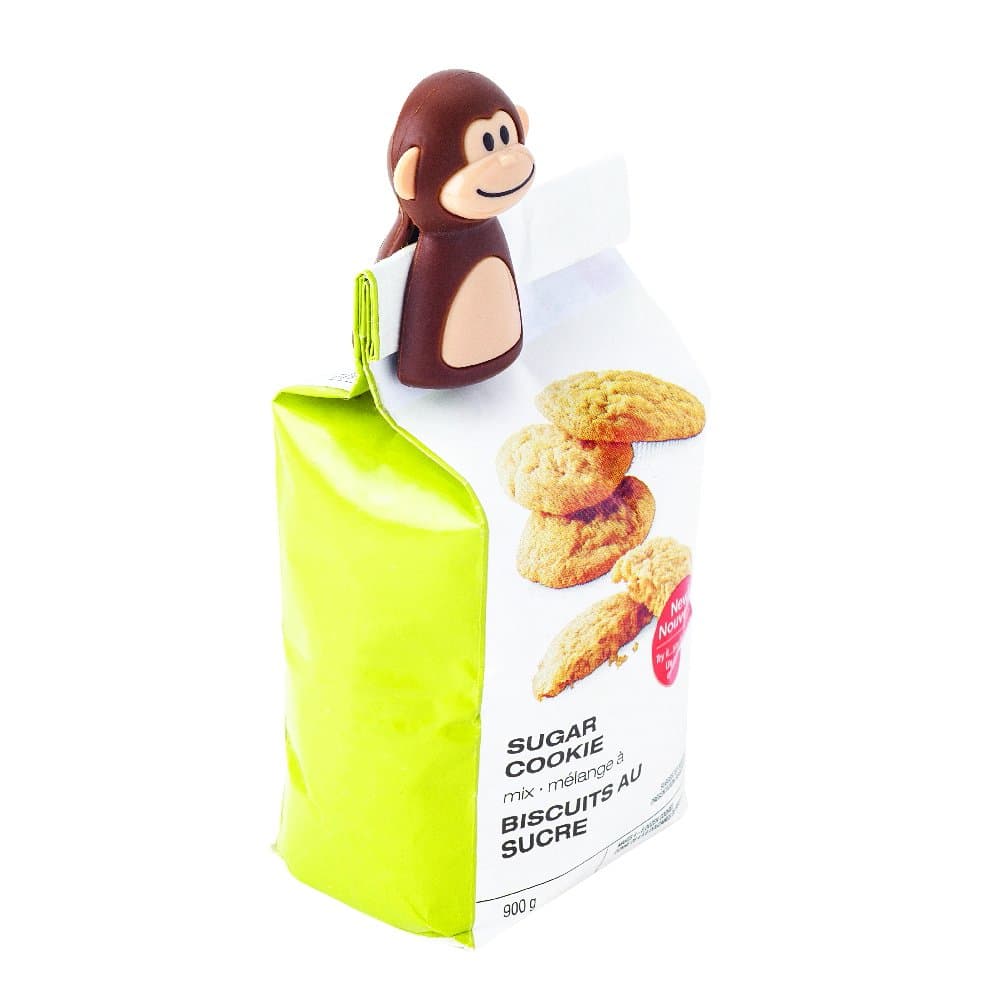 Kitchen Gadgets 77729 2-Piece Monkey Bag Clips, Brown/Beige, 3 x 3 x 7 cm