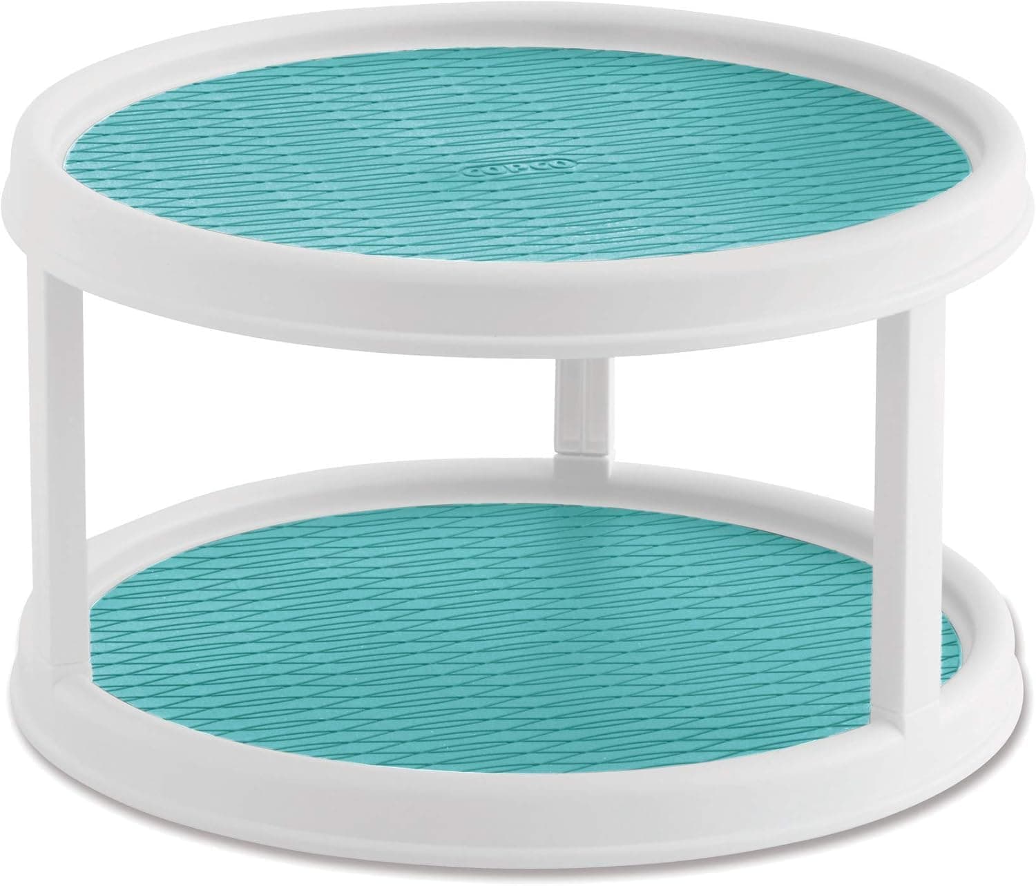Copco Non-Skid 2 Tier Turntable, 12" - Ideal for Kitchen, Bathroom, Home Office, Laundry Room, Garage, Craft Room, Pantry - Smooth-Glide Lazy Susan Organizer with Nonskid Liner and Raised Rim
