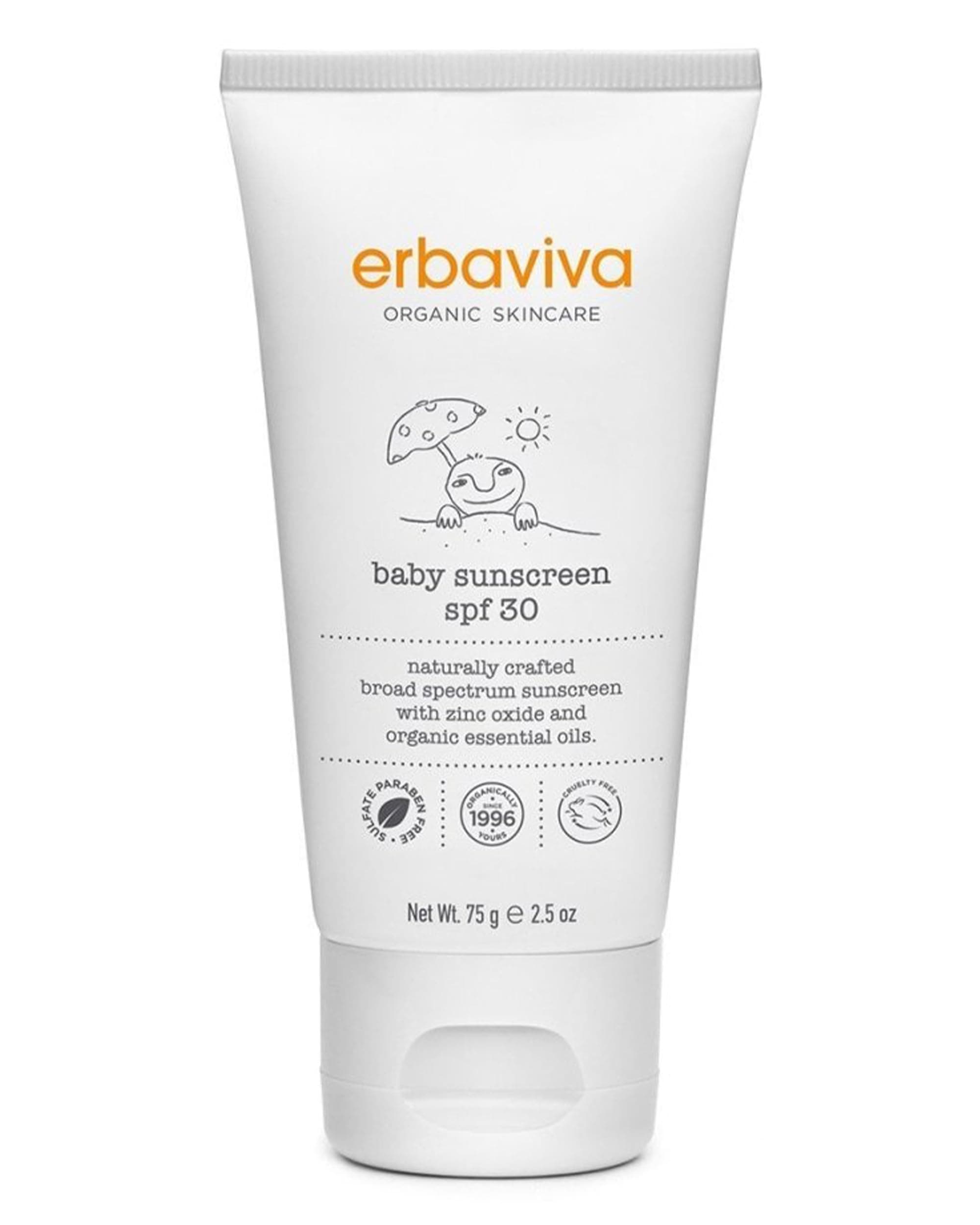 Organic Baby Sunscreen 2.5 Ounce - Coral Reef Safe, Natural, UVA & UVB Protection, Water Resistant, Infused with Essential Oils